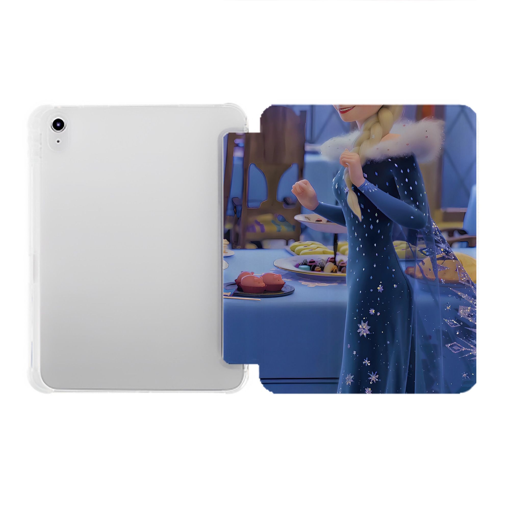 （画像用） アナと雪の女王 アンナ エルサ Frozen Anna Elsa IPad ケース ペン収納付き 三つ折りスタンド PUレザー×シリコン 対応機種9.5/10.5/10.9インチ